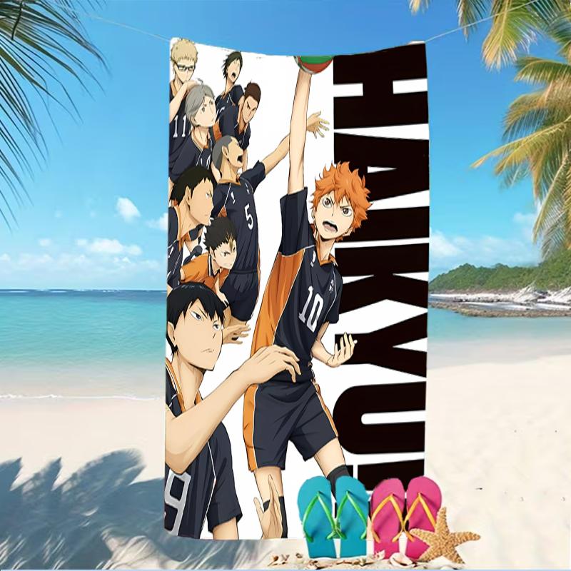 Пляжное полотенце с принтом Haikyu - мягкое, впитывающее, можно стирать в машине. Легкое и современное, для плавания, незаменимое в путешествиях