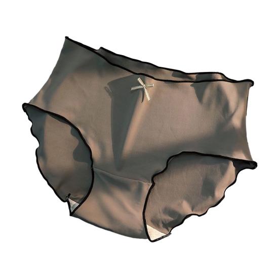 Women's Low Waist Ice Silk Underwear Seamless No Show Triangle Briefs Soft Breathable Stretchy Panties Full Coverage Underpants with Bow