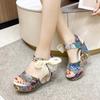 Hot Lace Leisure Women Wedges Heeled Women Shoes 2024 Summer Sandals Party Platform High Heels Shoes Woman 35-42