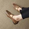 Fashion New Spring/autumn Genuine Leather Women Shoes Round Toe Mary Jane Shoes for Women Fashion Belt Buckle Low Heel Flat Women Pumps