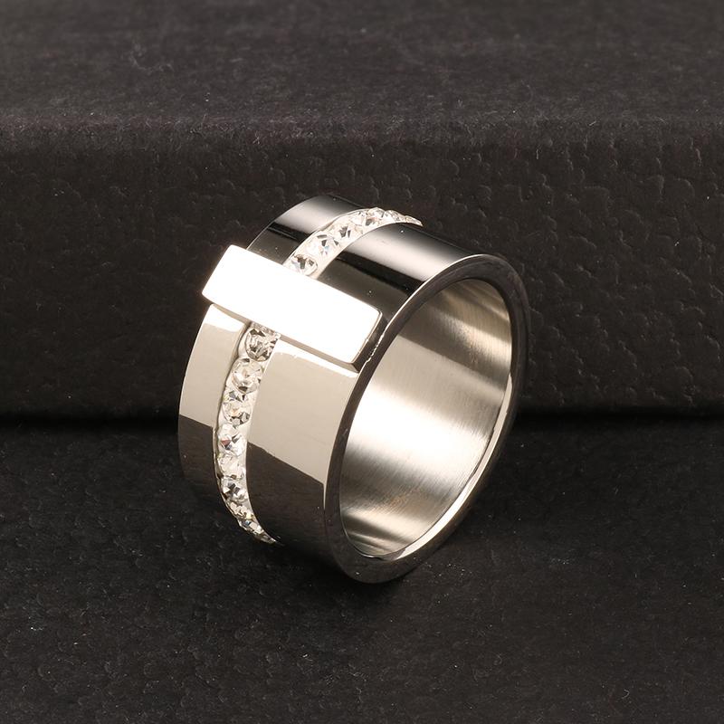 Роскошные однорядные широкие кольца с кубическим цирконием для женщин серебряного цвета из нержавеющей стали, женское кольцо на палец для обручальных колец Mujer