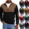 Men's Colorblock Half Zip Stand Collar Sweatshirt Men's Sports Large Size Casual Stand Collar Sweatshirt