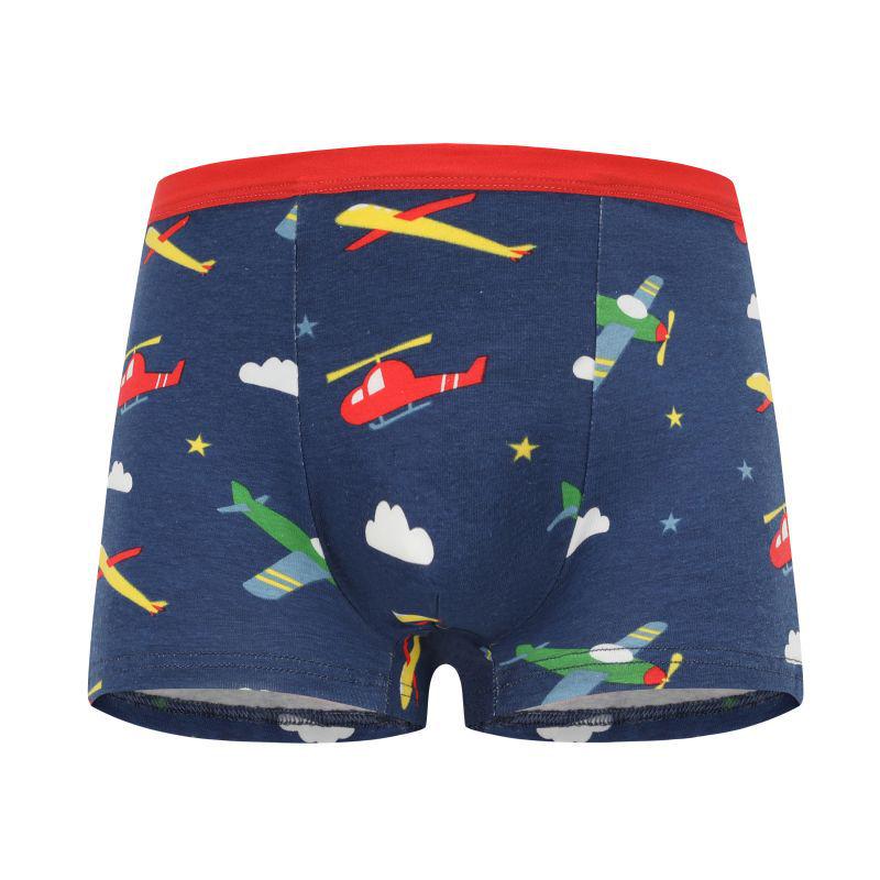 Набор из четырех боксеров-брифов из чистого хлопка для мальчиков: Маленькое, Среднее, Большое Мультяшное Нижнее Белье