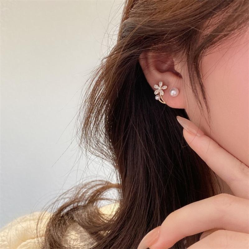 Серьги Niche Design Sense Pearl Flower, новые модные легкие роскошные маленькие серьги