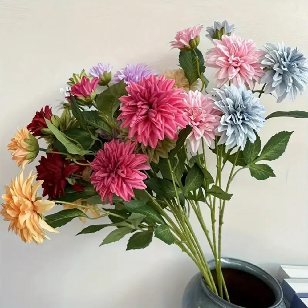 72cm Silk Flower 3 Heads Hydrangea Flower Lifelike Faux Flower  Photography Prop