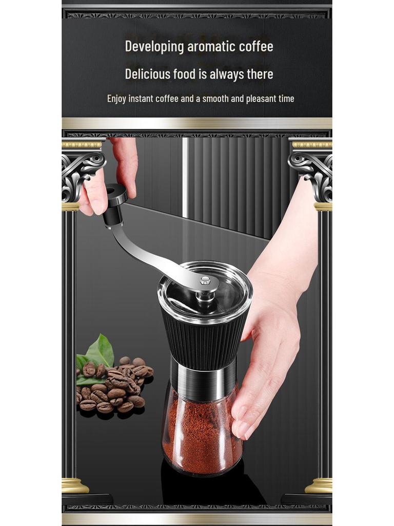 304 Stainless Steel Hand-Crank Coffee Grinder: Large Capacity, Portable, Multi-Function Bean Grinder for Home Use.