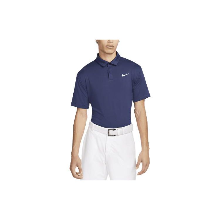 Nike Dri-FIT Solid Logo Half-Zip Collar Golf Polo Shirt Retro Sport Style Men Polo Shirts Dark-Blue DR5298-410