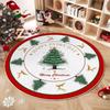 Santa Claus Christmas Rug 2D Flat Printed Round Carpet Festive Cheer Christmas Doormat  Living Room