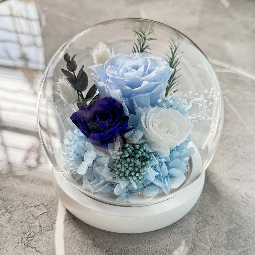 Preserved Flower Sphere: Rose & Sunflower Glass Dome Gift for Christmas & Valentine's Day