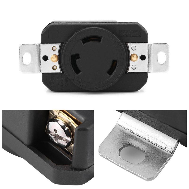 Premium-US Standard 3 Wire Grounding Flush NEMA L6-30R 30 Amp 250 Volt Locking Female Wall Outlet Receptacle For Industrial Use