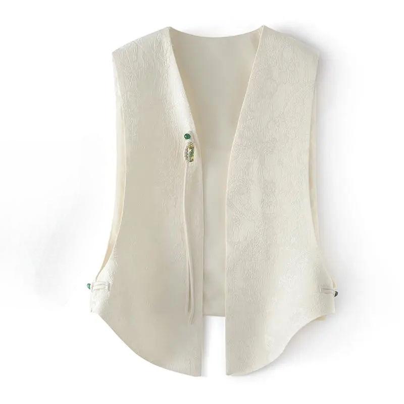 Vintage Style Vest with Buckle and Spring Elegant Floral Design – for Women's High-end Outfits