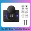Dual USB 3.0 Car Charger Socket with Blue Indicator Light and Cap 12/24V Power Outlet for Car Boat Vehicle Bus RV ATV Phone Charger Adapter Panel
