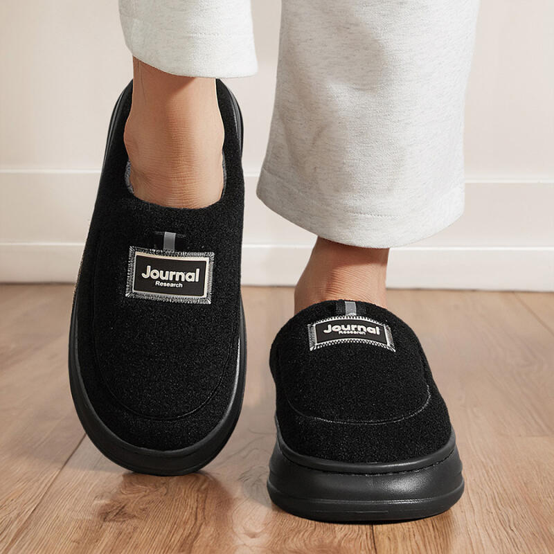 Мужские плюшевые тапочки на платформе с амортизацией из пены с памятью - Теплые зимние домашние тапочки на подкладке с нескользящей подошвой из ТПР для тепла в помещении и на улице