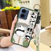 Panda Back Cover Phone Case For MOTO G24 Power Wrist Strap Lanyard Shockproof Fashion Design Durable Anti-dust Ring Cute