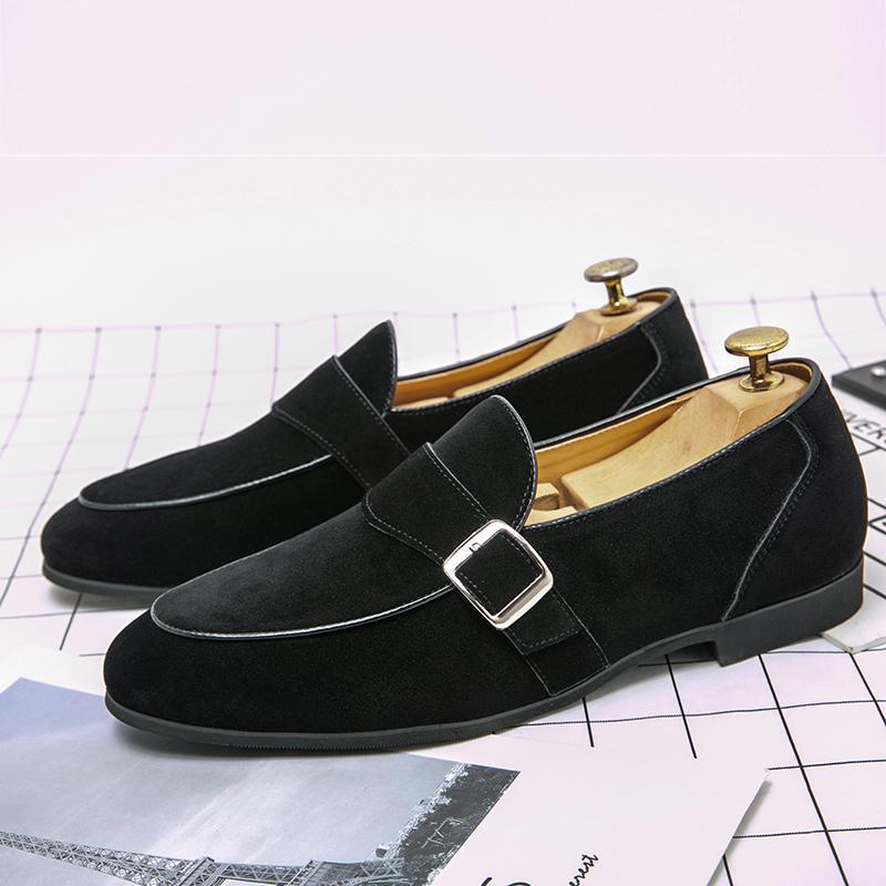 Mens Dress Peas Nubuck Leather Wedding Man Monks Luxury Designer Green Flats Business Male Casual Driving Shoes for Men Loafers