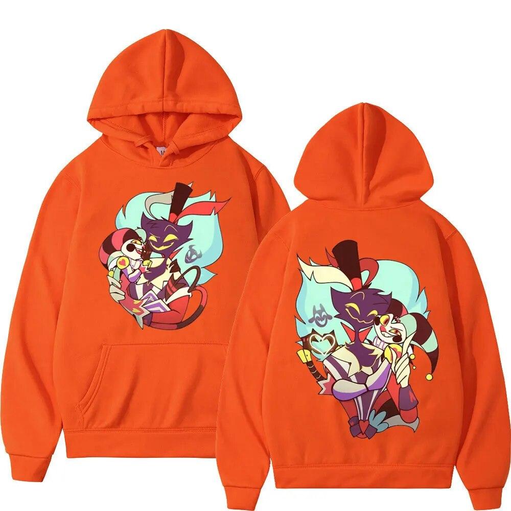 Anime Helluva Boss Double Sided Print Hoodie Unisex Women High Street Fashion Oversized Pullovers Cartoon Trend Hooded Sweatshirts
