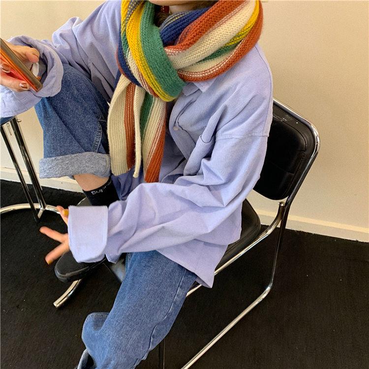 Утеплитель для шеи, радужные зимние шарфы для женщин, толстые шарфы