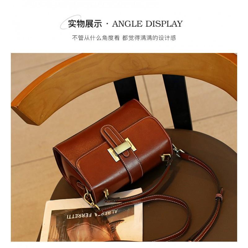 Genuine Leather Women's Bag Crossbody One-Shoulder Portable Square Fashionable Simple Handbag