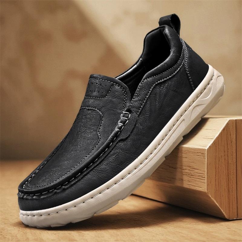 British Style Genuine Leather Men Shoes Trend Comfortable Casual Shoes Outdoor Men Sneakers Moccasins Men Flats Shoes