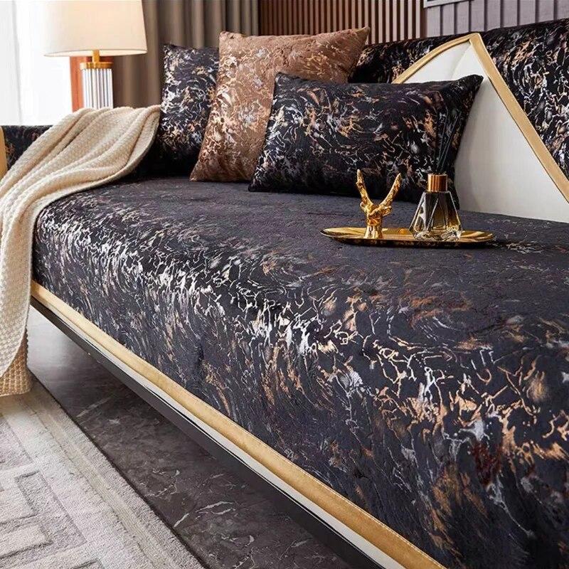 Luxury Simplicity Sofa Cushions Short Plush Bronzing Non-slip Sofa Towel Seat Couch Cover Living Room Decor Household Dust Mat