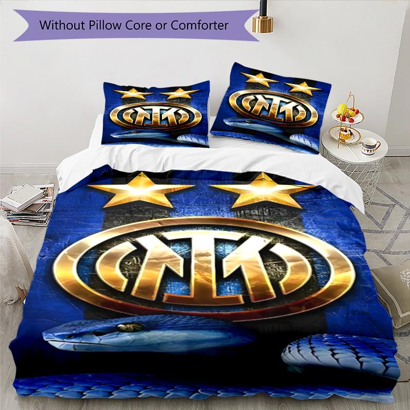F.C. Internazionale Milano Printed Pattern Duvet Cover Set – includes 1 duvet cover and 2 matching pillowcases Bedroom decor Christmas gifts