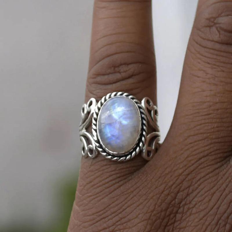 Retro Fashion Men'S And Women'S Rings, Imitation Moonstone Rings, Rings
