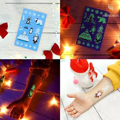 Рождественская наклейка-татуировка детская светящаяся хна Санта-Снеговик Часы, набор A