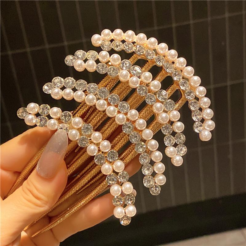Simple Pearl Water Diamond Metal Pan Hair Insert Comb Hair Comb Hairpin Mother'S Day Holiday Gift Hair Accessories