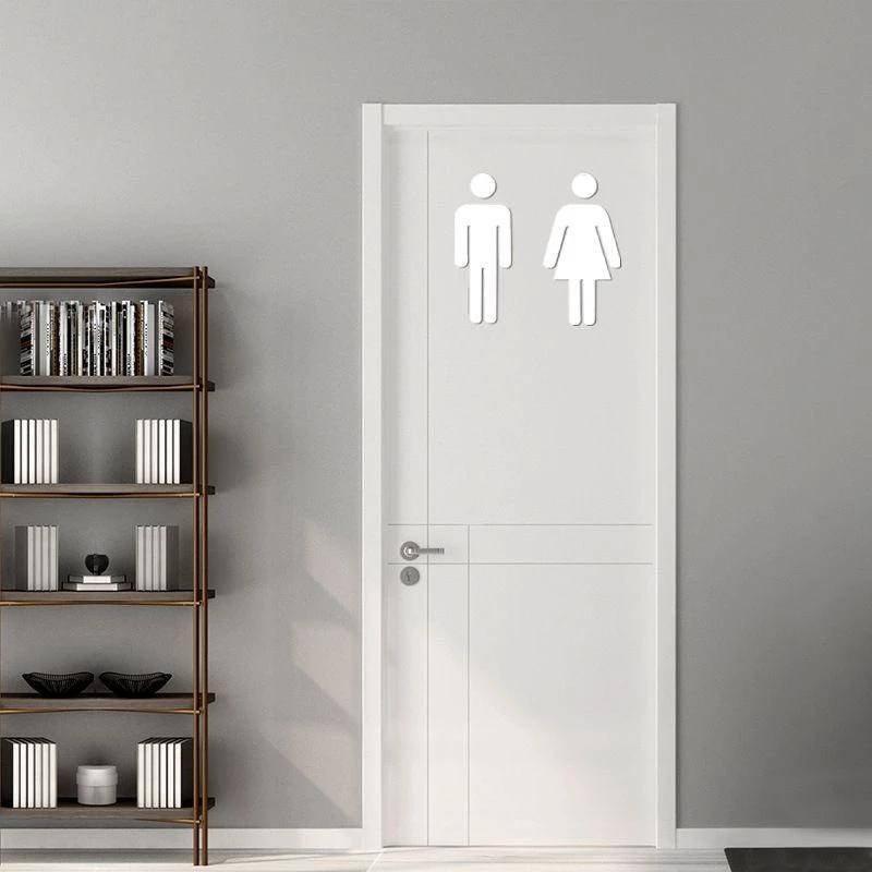 Acrylic Easy to Clean Bathroom Mirror Sticker Waterproof Self Adhesive for Home Hotel Commercial Washroom Toilet Sign