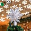 Christmas Tree Topper LED Snowflake Star Top Light Projection Lamp Light Gold Party Romantic Christmas Decorations for Home