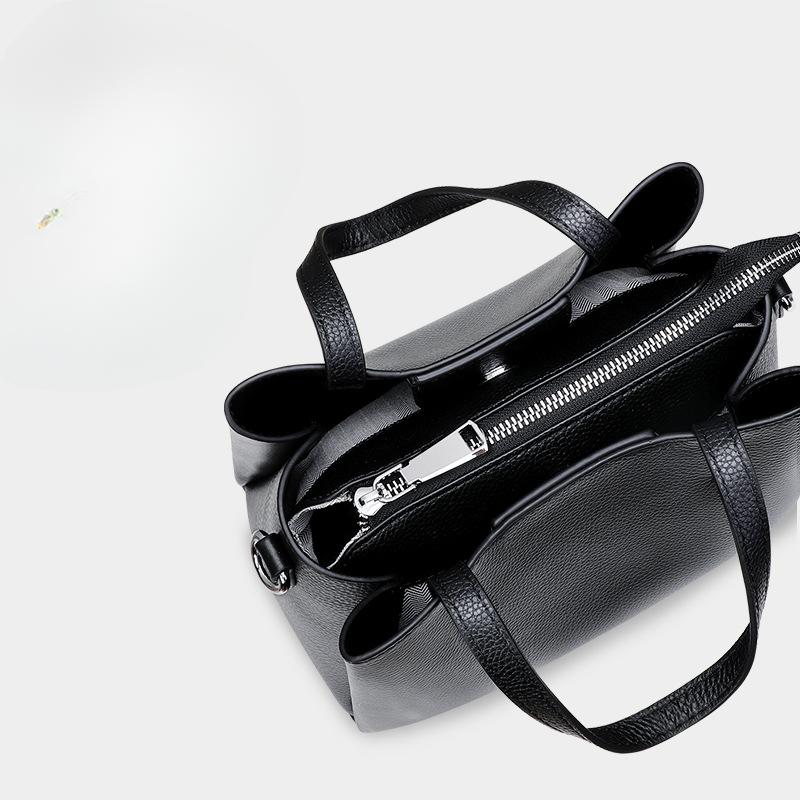 Большая вместительная сумка из натуральной кожи, женская маленькая сумка, модная сумка, простая сумка через плечо из коровьей кожи