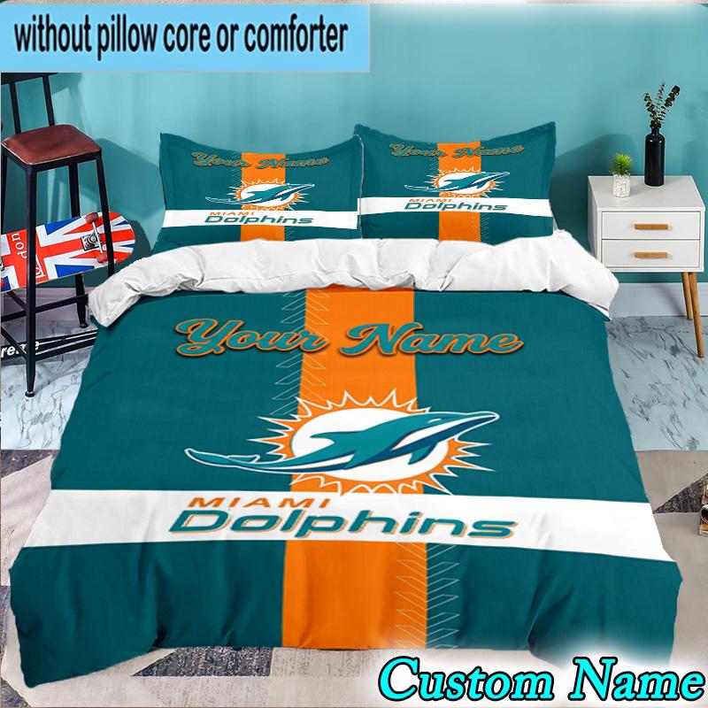 Custom Name 3PCS Dolphins Team Bedding Set,Including Duvet Cover And 2pcs Pillowcases Perfect for Bedroom,Dormitory,Fan Christmas gift