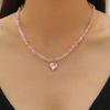 Sweet Cool Spicy Girl Style Hip Hop Imitation Zircon Crystal Heart Shaped Choker Necklace Pendant