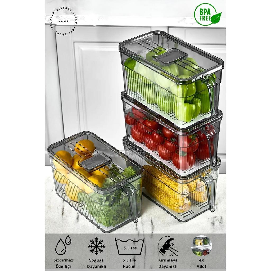 Refrigerator Organizer With 4 Handles