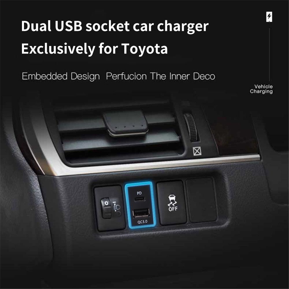 Автомобильное зарядное устройство USB C PD QC3.0 с двумя USB-разъемами для быстрой зарядки, 12 В, адаптер питания для мобильного телефона, розетка для Toyota ZW