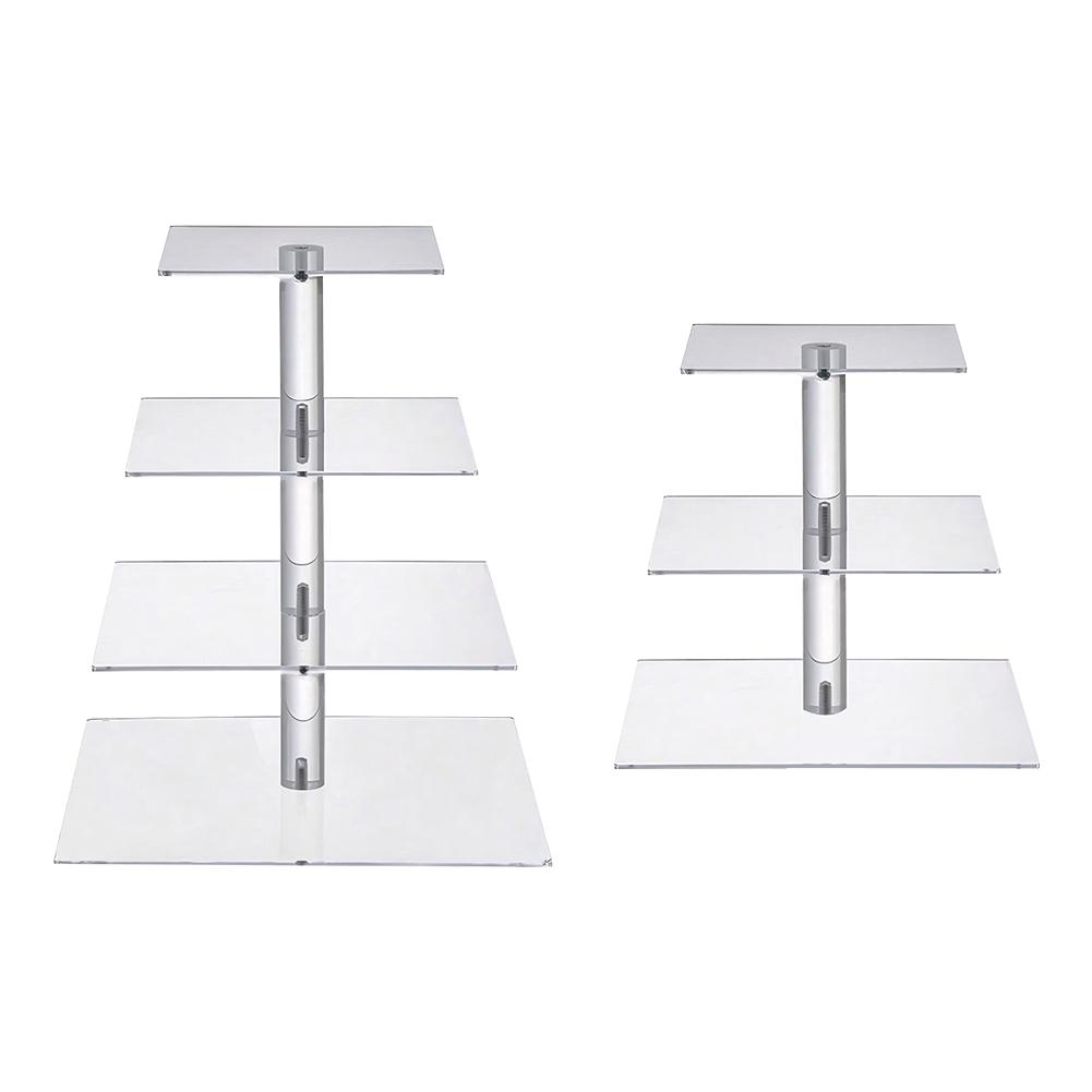 Unique Square Acrylic Multi Tier Cupcake Display Stand with LED Lights for Weddings and Birthday Parties (Without battery)