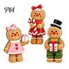 Christmas Party Supplies Cartoon Gingerbread Wooden Ornament, Double-sided Printed Desktop Tabletop Figurines, Character Figures Decorative Craft for