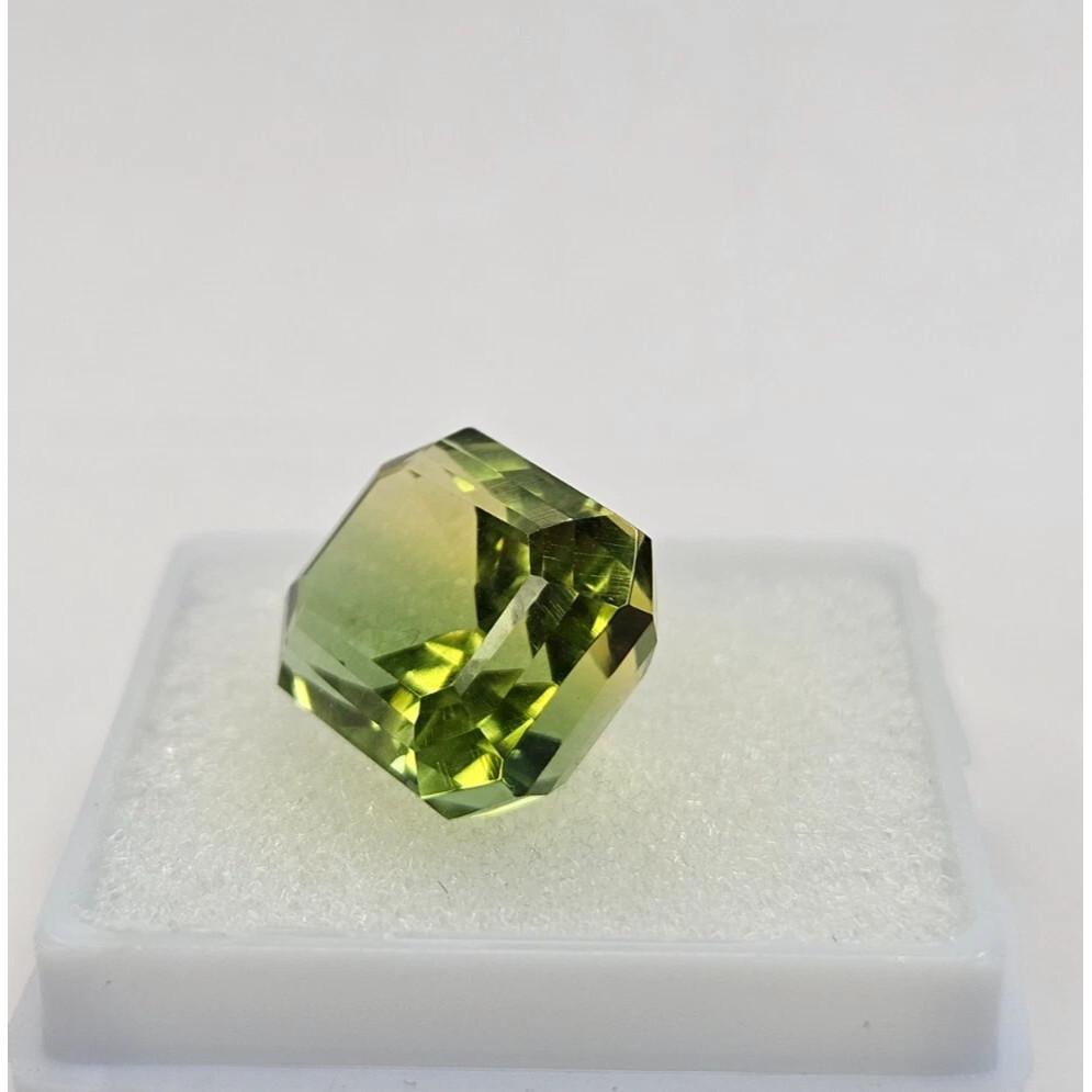Beautiful Natural Bi-Color Tourmaline 9-10 Ct Emerald Cut Certified Gemstone