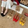 Inner Height Increase Square Head Retro Small Red French Single Shoes Women's Early Spring New Bow Ballet Mary Jane Shoes