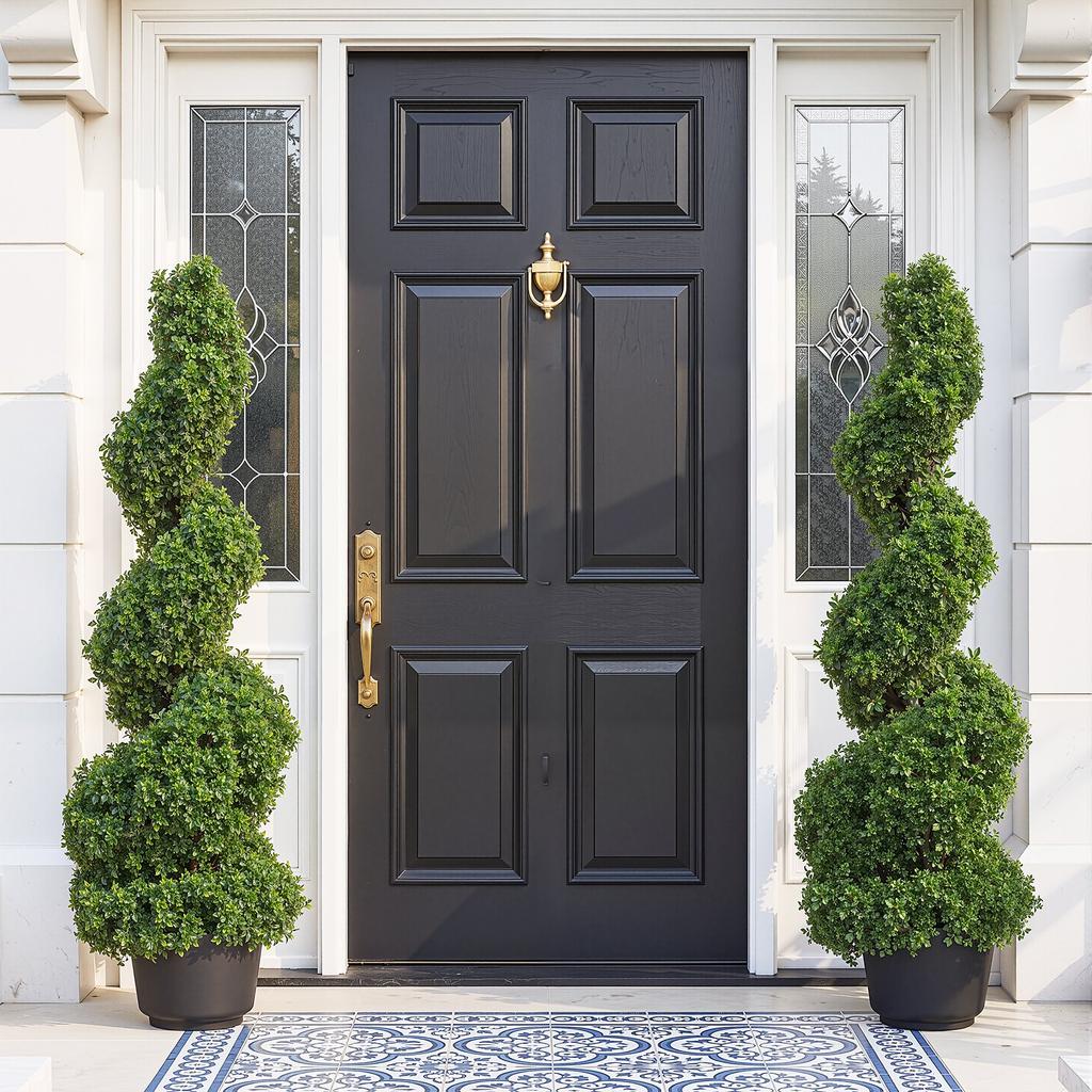 VEVOR Artificial Topiaries Boxwood Trees, 3ft Tall (2 Pieces) Faux Topiary Plant Outdoor