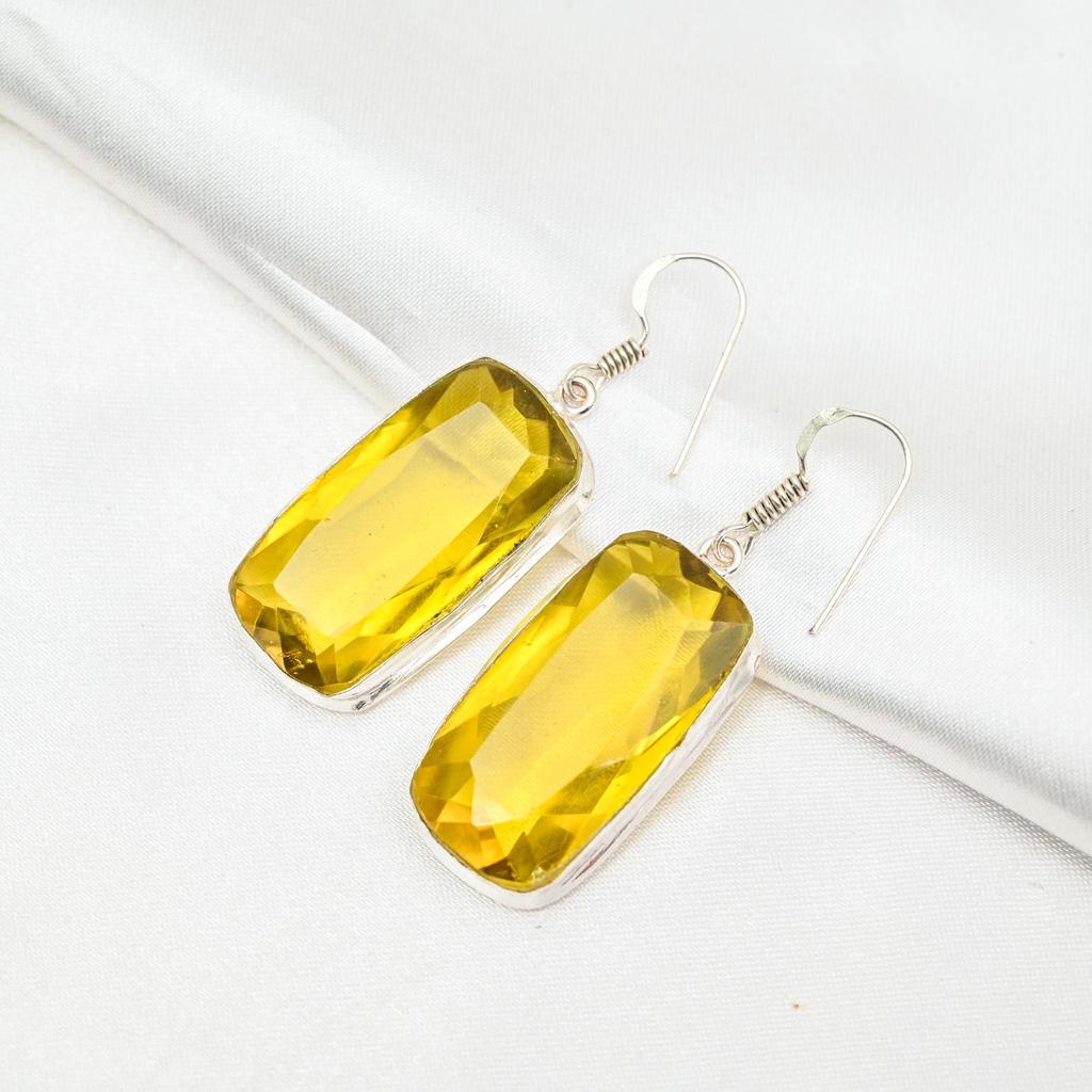 Серьги с цитрином, ювелирные изделия из стерлингового серебра 925 пробы с драгоценными камнями, серьги ручной работы, на День Благодарения