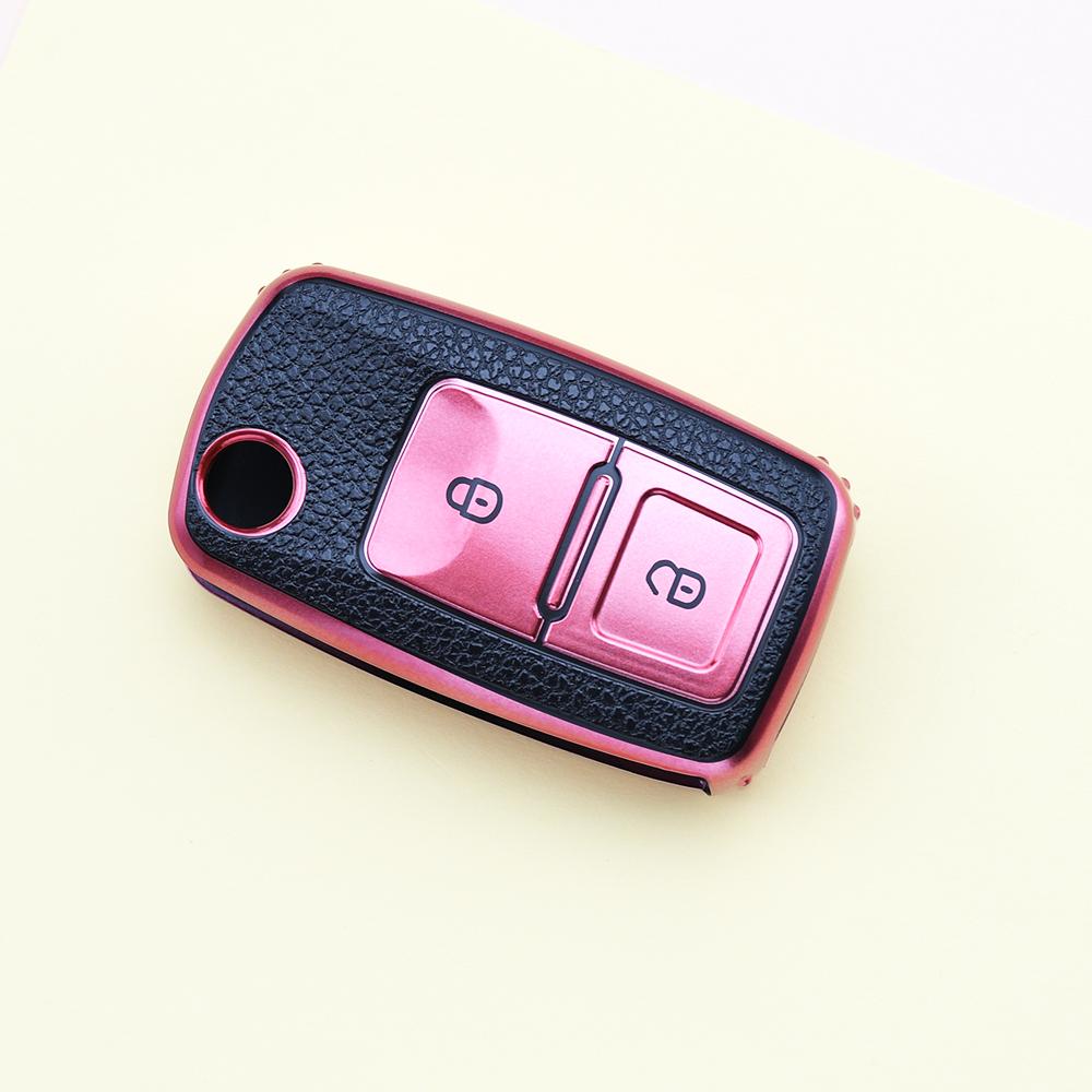 Кожаный TPU чехол-книжка для автомобильного ключа для Vw Volkswagen Altea Tiguan Seat Leon Skoda Octavia Kodiaq Polo Golf Passat Beetle