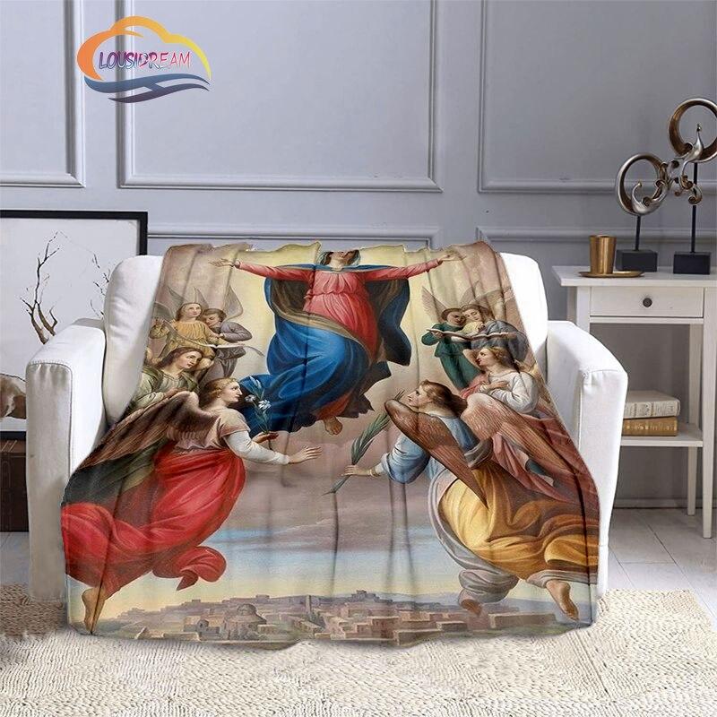 Одеяла с 3D принтом Христа Пресвятой Девы Марии, модные фланелевые кашемировые одеяла, модные религиозные мягкие покрывала, диванные одеяла