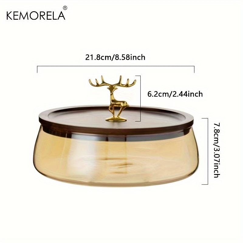 KEMORELA 1 шт. Стеклянные контейнеры для хранения продуктов с деревянной крышкой, кухонный органайзер для хранения закусок, фруктов, конфет, орехов, мелочей