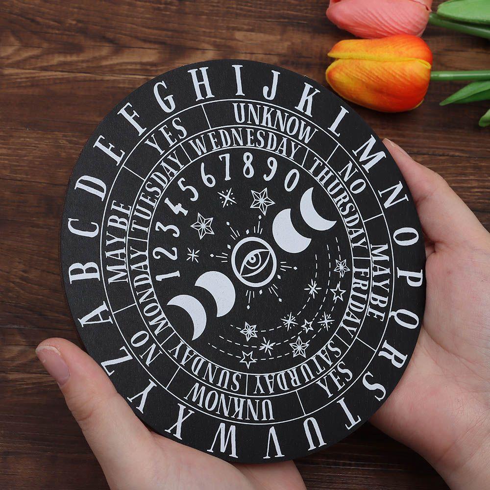 Остроконечный со звездами, солнцем и луной, кошачий узор, черно-белый цвет, ломтик деревянной основы, деревянная маятниковая доска