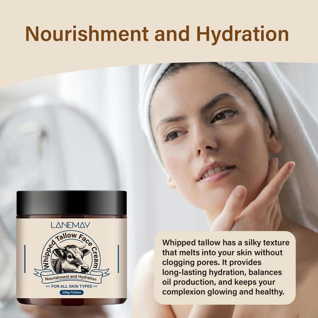 Whipped Tallow Face Cream-Moisturizing Dry Skin-Keep Complexion Glowing And Healthy-Suitable For All Skin Types, 200g