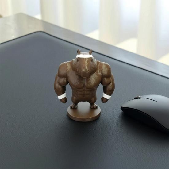 Забавная фигурка капибары, 3D-печатная статуэтка боксирующего/мускулистого животного, Новинка, Коллекционный настольный орнамент для декора полки дома и офиса