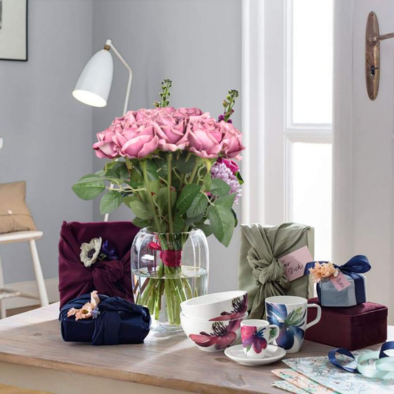 12шт искусственный цветок розы с одним стеблем 36см шелковый материал поддельные розы, используемые для украшения свадебного букета, украшения свадебного центра, цветочная стена