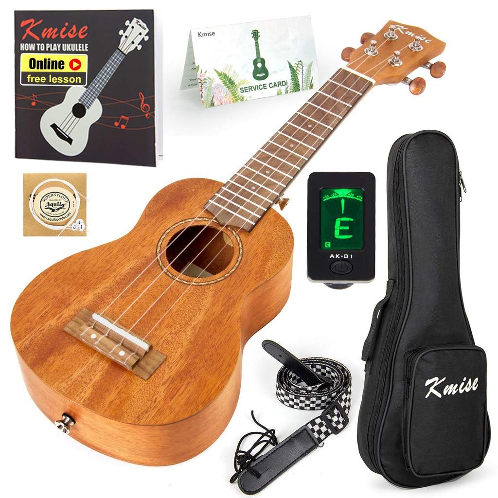 Kmise Soprano Ukulele Student Beginner Kit Ukulele for Music Lovers with Tuner and Bag - (21 Inch)
