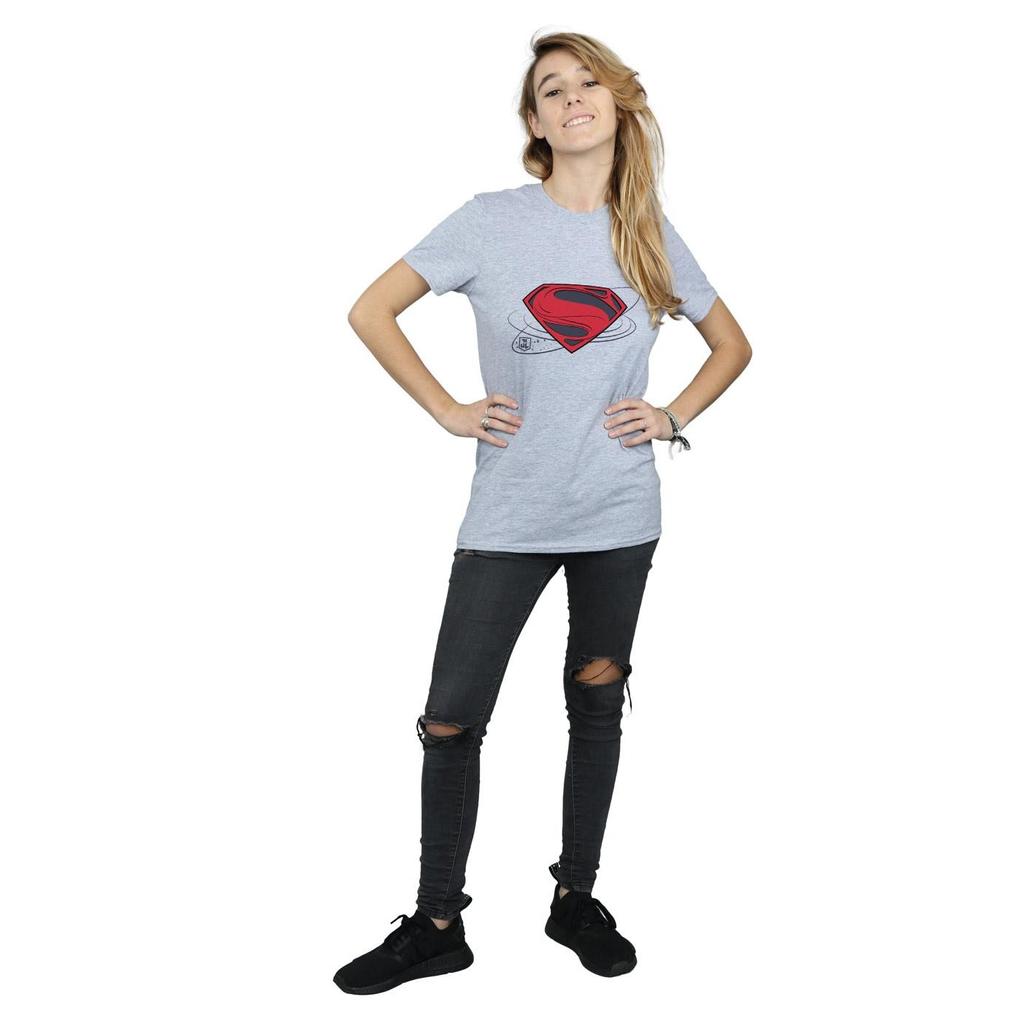 DC Comics Womens/Ladies Justice League Movie Superman Logo Cotton Boyfriend T-Shirt